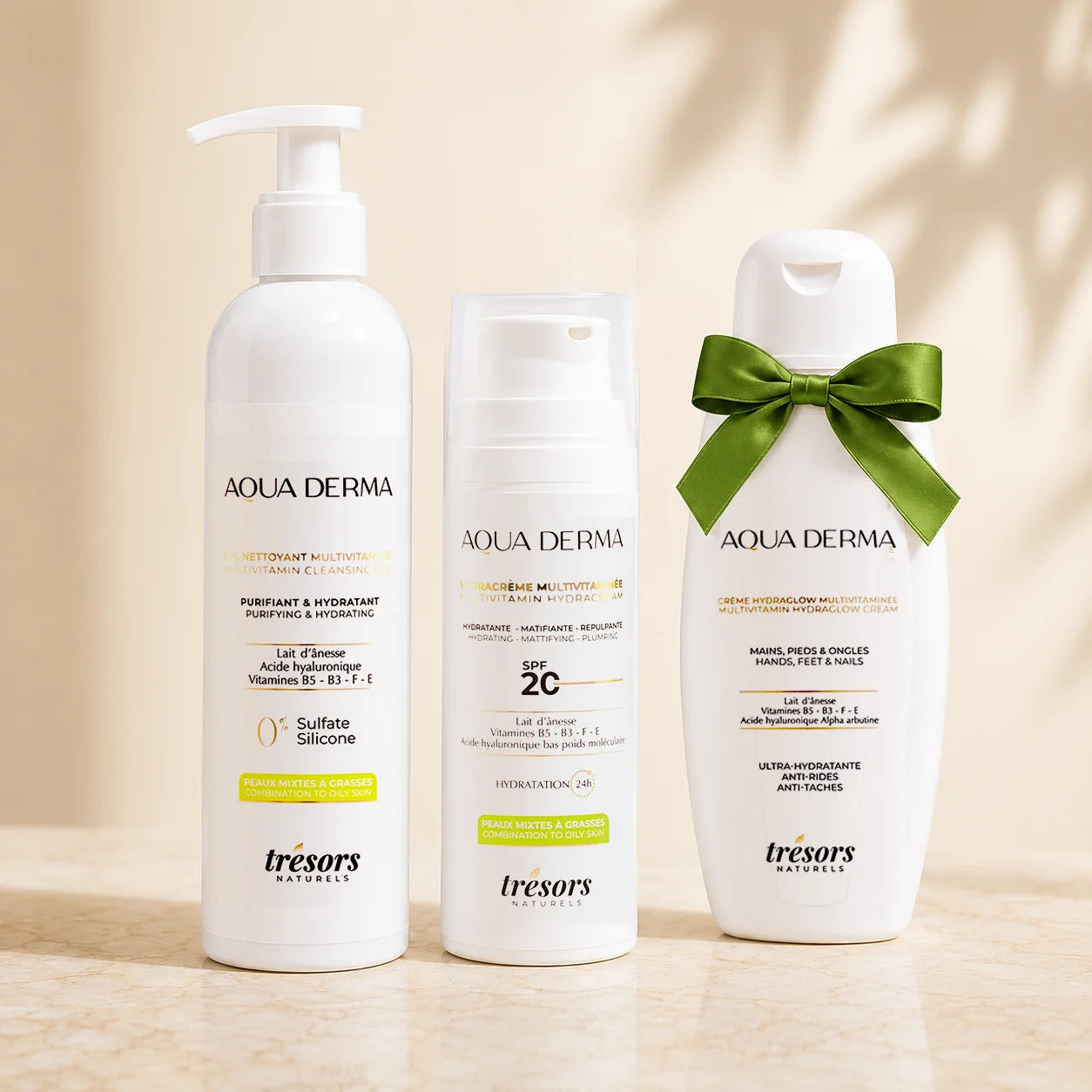 Trio AQUA DERMA  Hydratation complète pour peau grasse