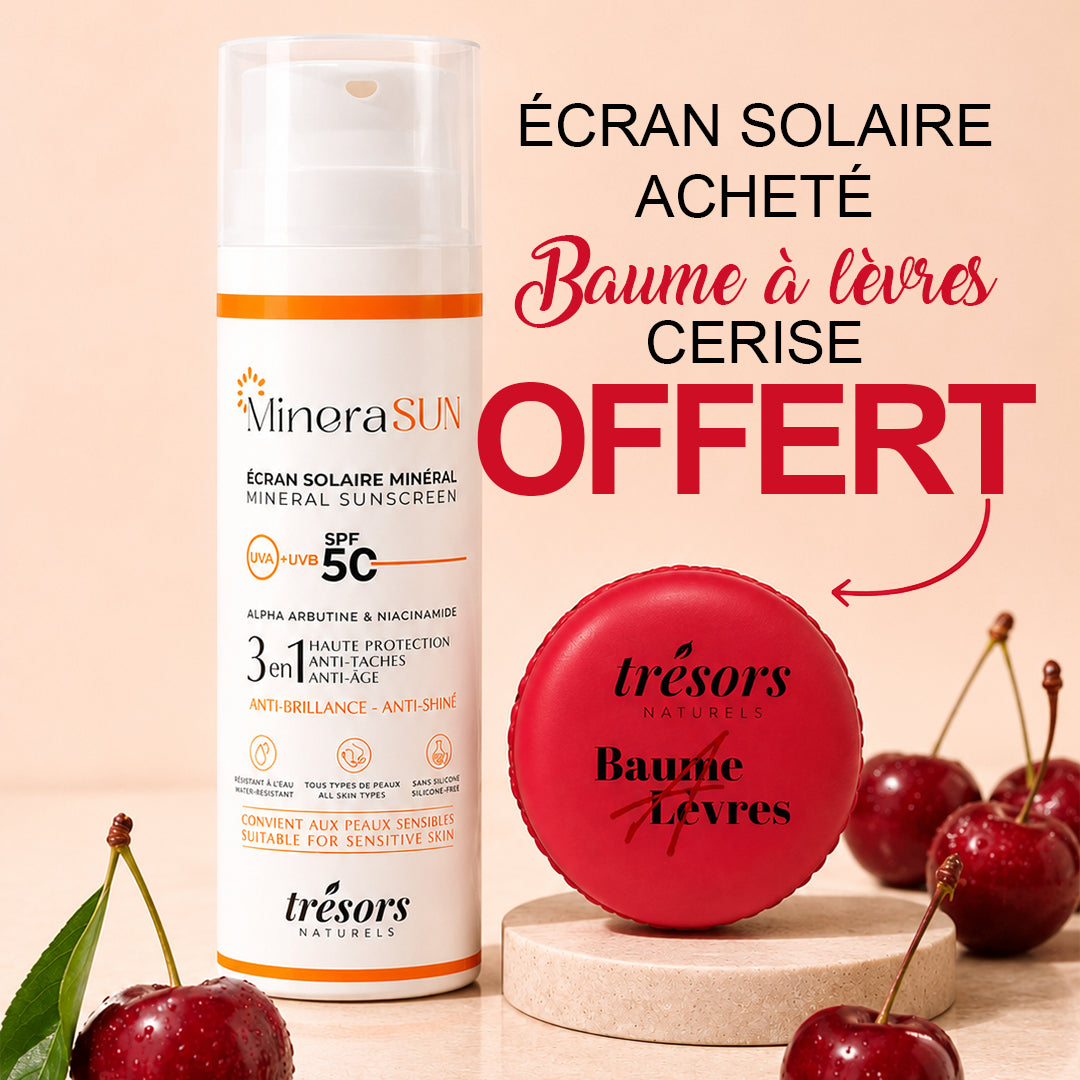 Écran solaire minéral SPF50 + Baume Cerise OFFERT