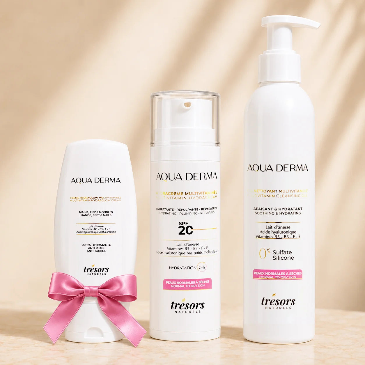 Trio AQUA DERMA  Hydratation complète pour peau sèche