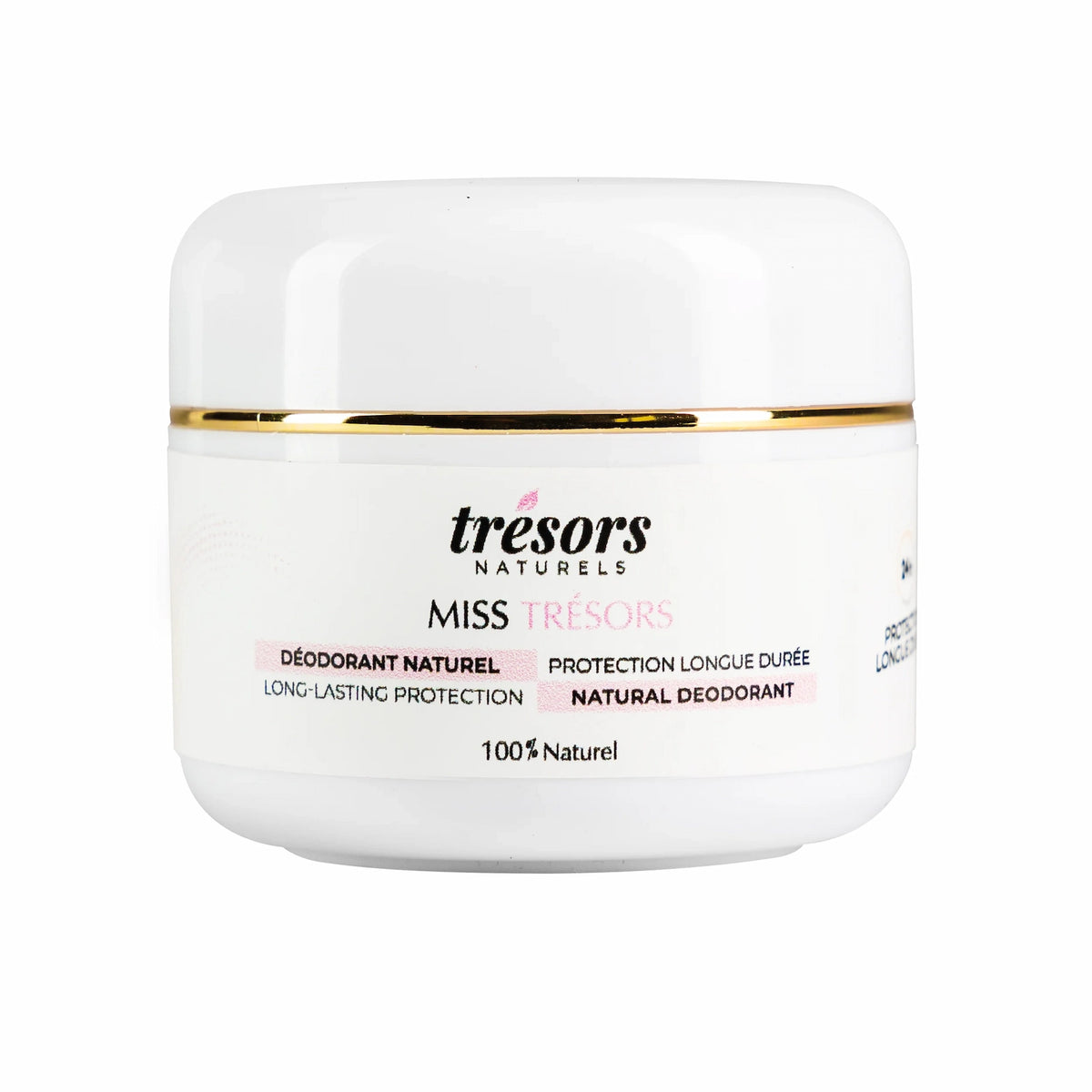 Déodorant Naturel Miss Trésors est un déodorant crème à la formule 50ml trésors naturels face