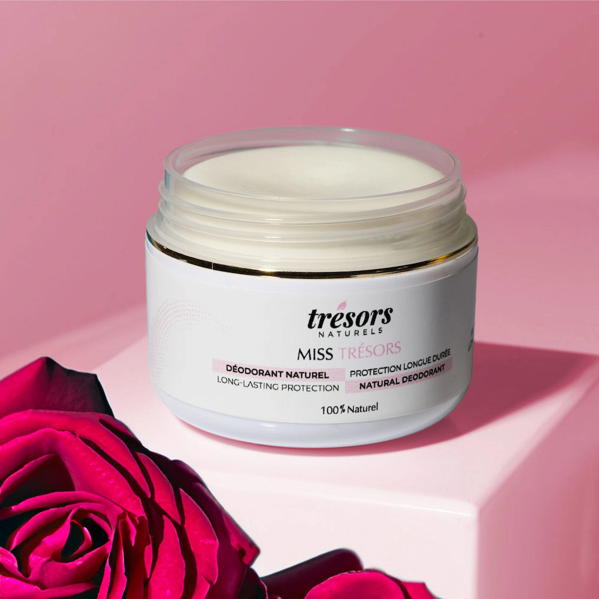 Déodorant Naturel Miss Trésors est un déodorant crème à la formule 50ml trésors naturels face