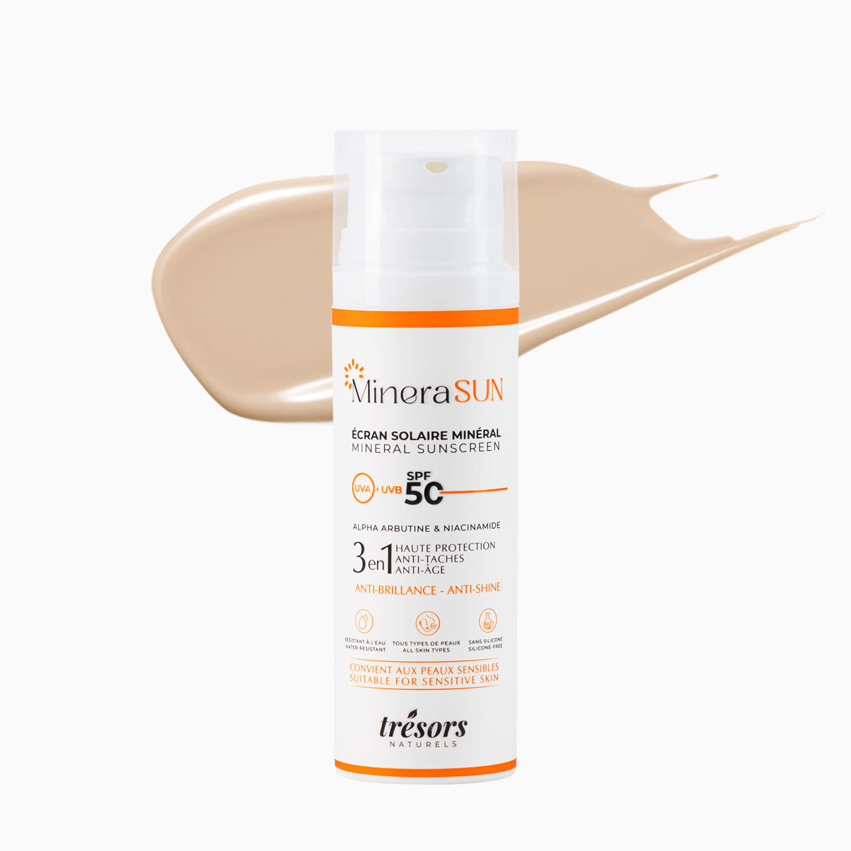Écran solaire minéral MineraSUN SPF 50 teinté et invisible