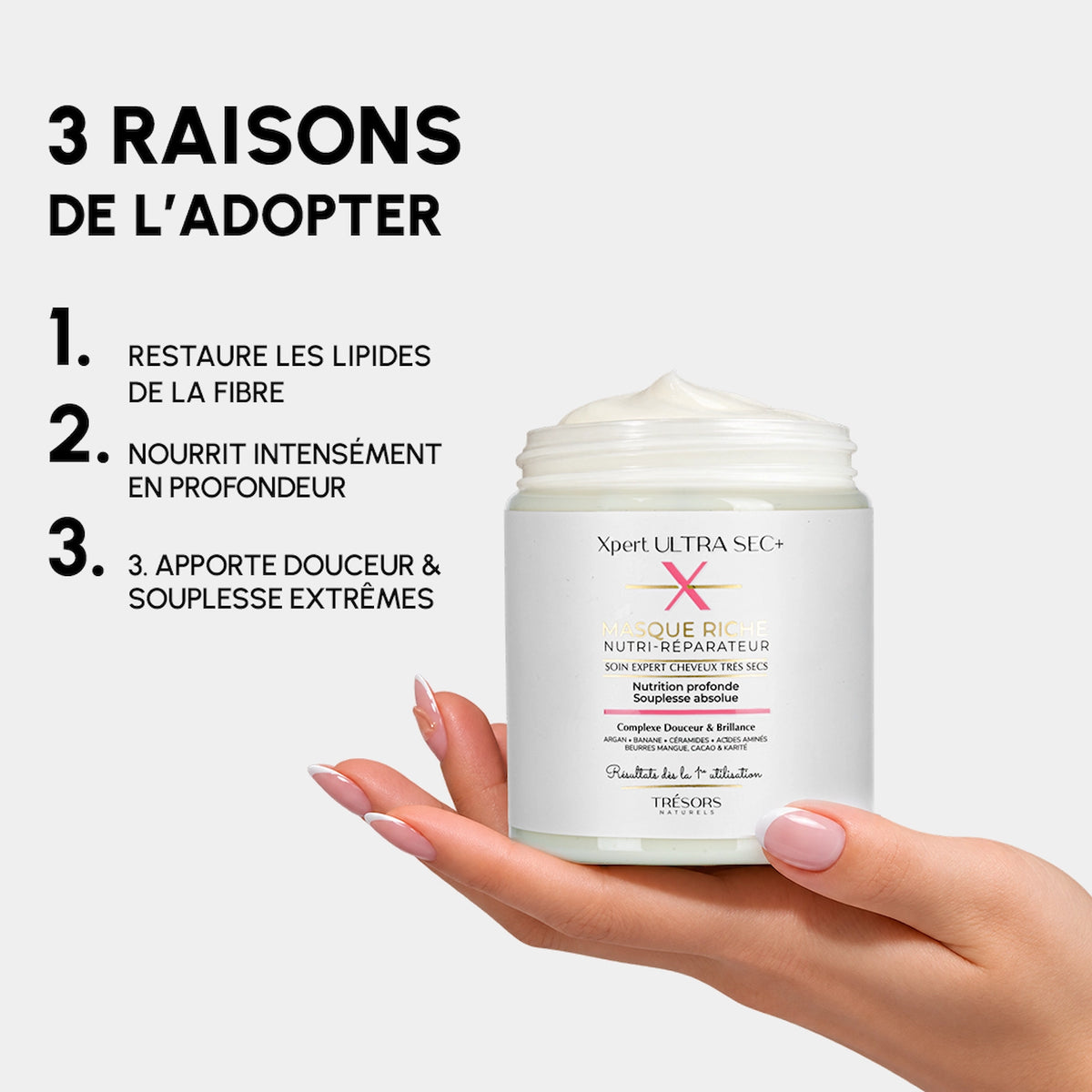 Masque Riche Nutri-Réparateur XPERT ULTRA SEC+ trésors naturels affiche