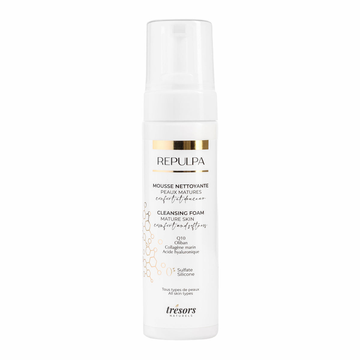 mousse nettoyant repulpa pour peaux matures trésors naturel 200ml