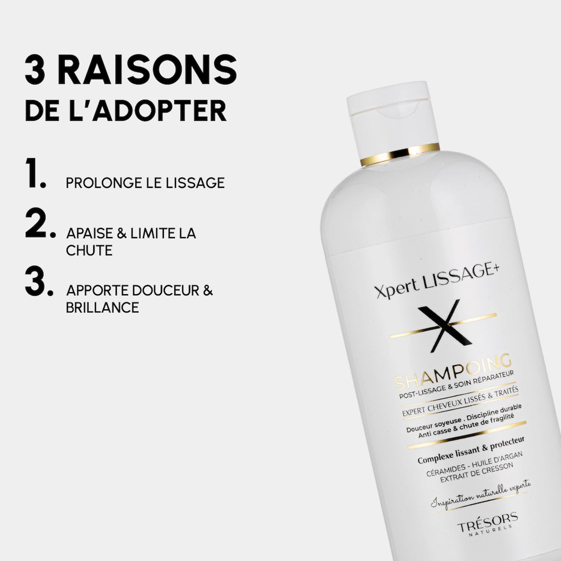  Shampoing XPERT LISSAGE+ nettoie délicatement les cheveux 150ml trésors naturels affiche