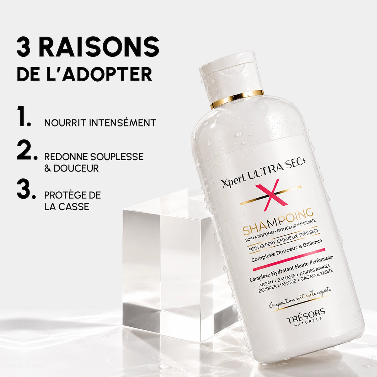 Shampoing XPERT ULTRA SEC+ 400ml trésors naturels affiche 