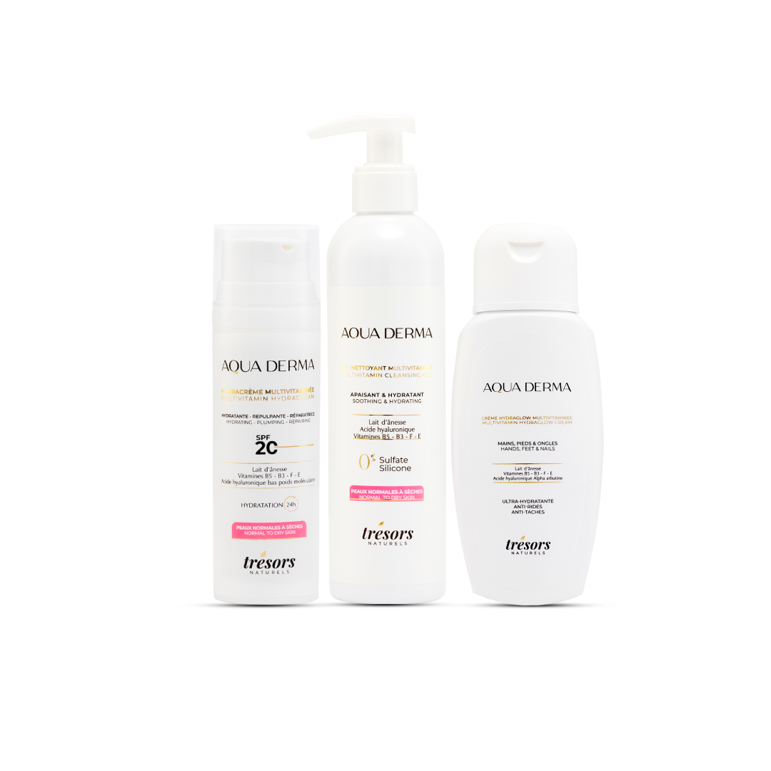 Trio AQUA DERMA  Hydratation complète pour peau sèche