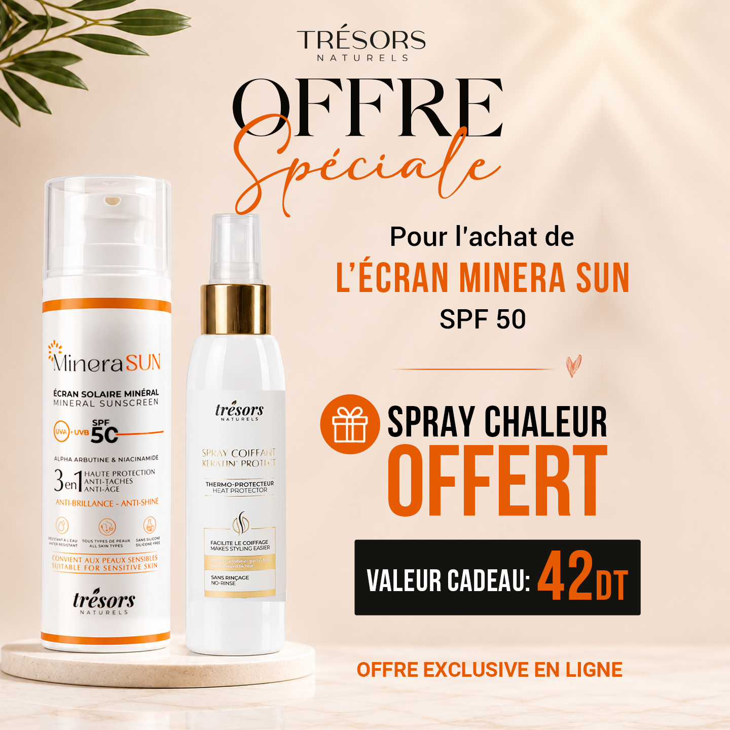 OFFRE ÉTÉ SUBLIME : Écran Solaire Minéral + Spray Coiffant Keratin Protect OFFERT